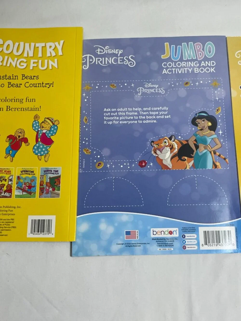 Lot of 3 Kids Coloring Books Disney Princess Jumbo & Berenstain Bears Unused